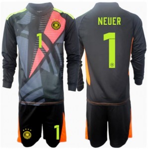 Fotbalové Dres Německo Manuel Neuer #1 Brankářské Dětské Domácí Oblečení ME 2024 Dlouhý Rukáv (+ trenýrky)
